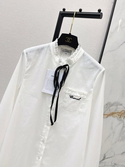 Ribbon and bow embellishment shirt