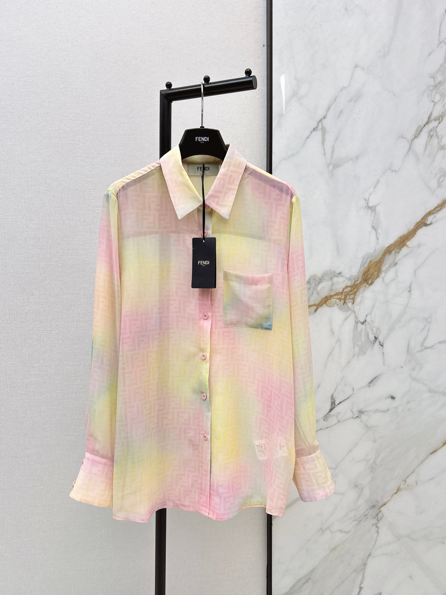Rainbow-colored printed shirt