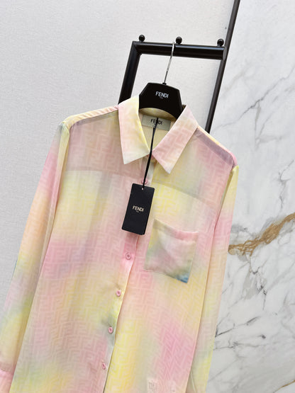 Rainbow-colored printed shirt