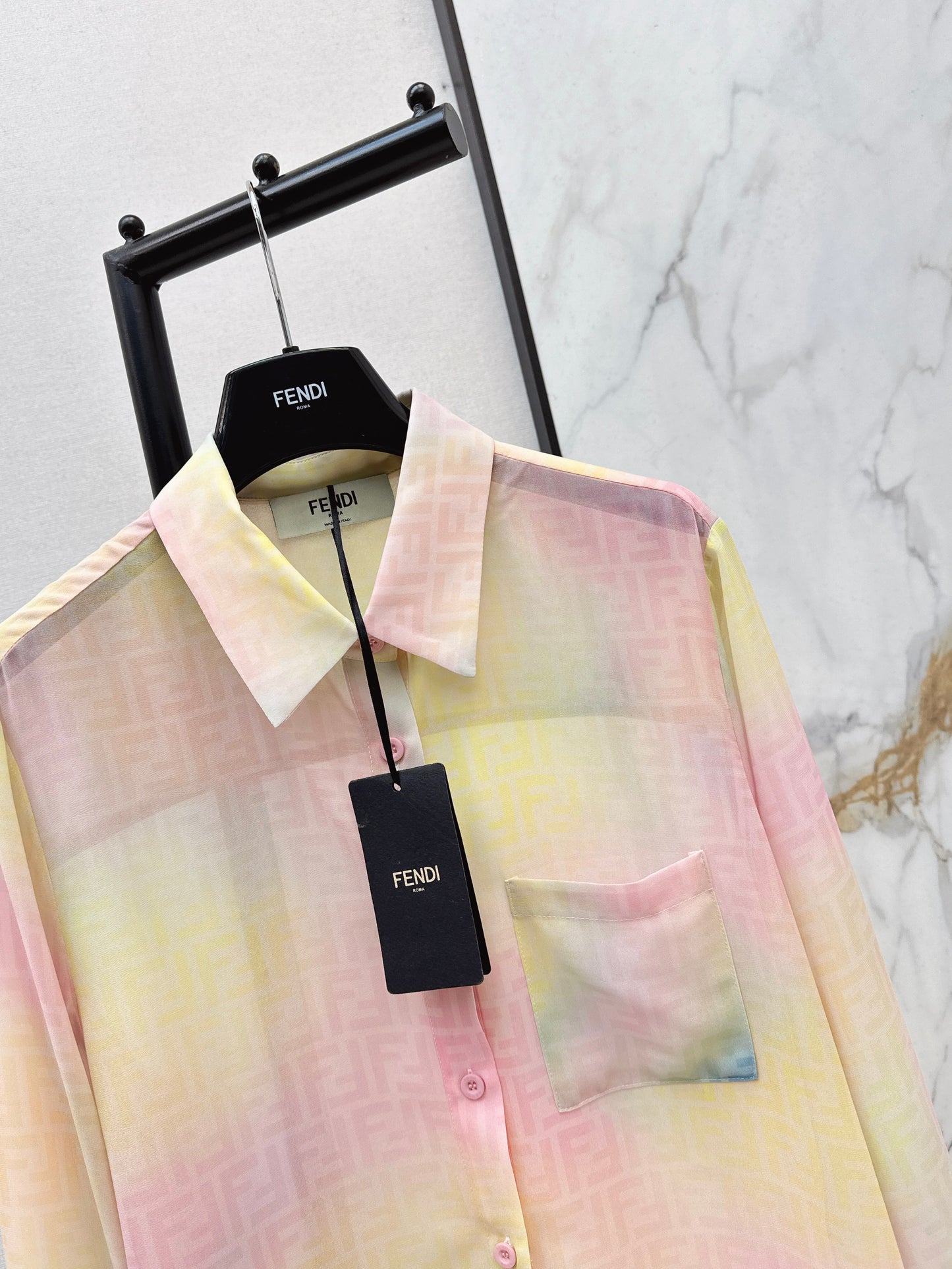 Rainbow-colored printed shirt