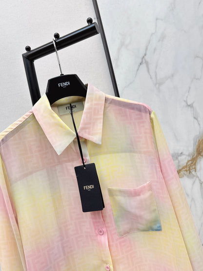 Rainbow-colored printed shirt