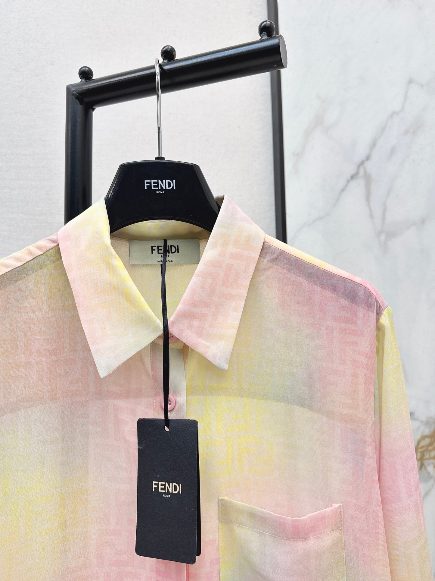 Rainbow-colored printed shirt