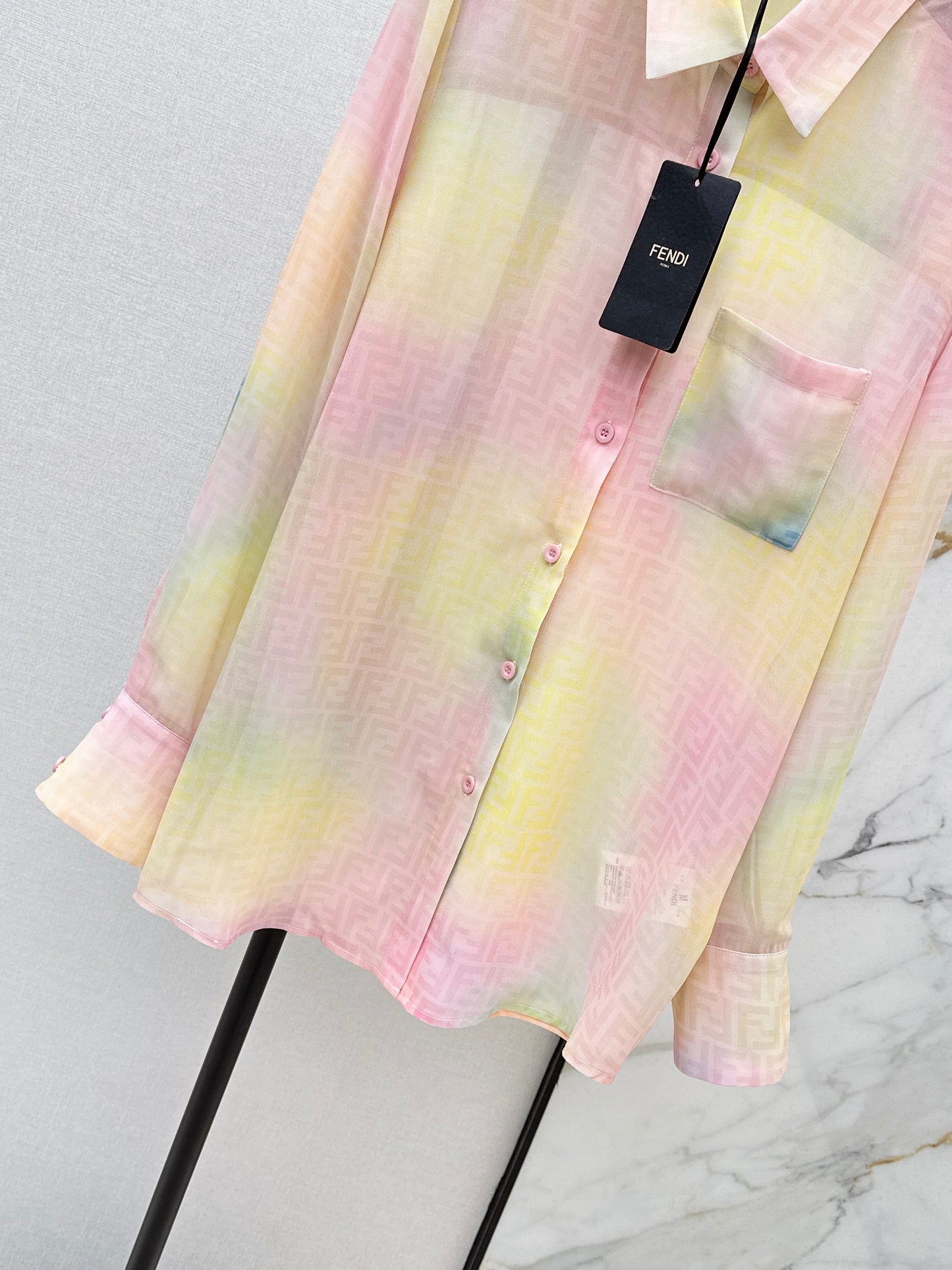 Rainbow-colored printed shirt