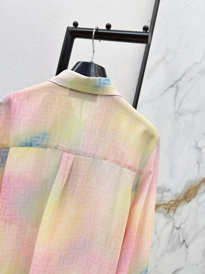 Rainbow-colored printed shirt