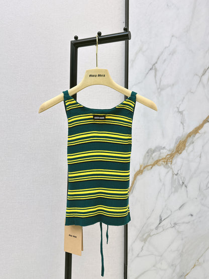Striped Knit Backless Tank Top