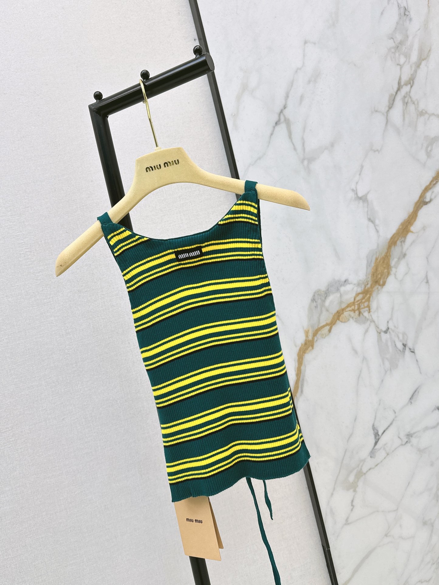 Striped Knit Backless Tank Top