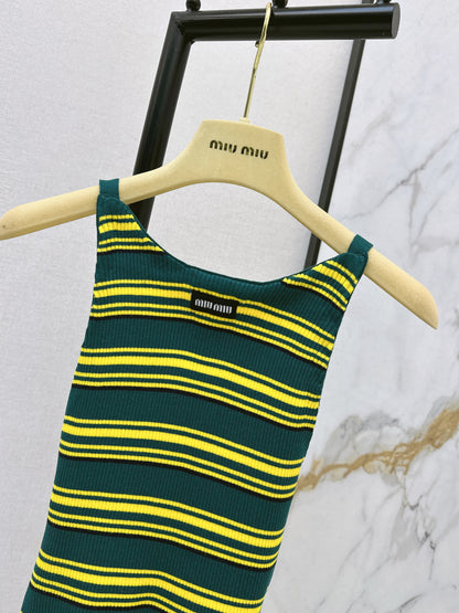 Striped Knit Backless Tank Top