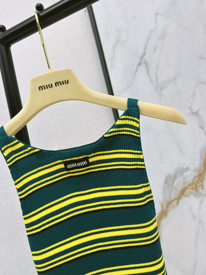 Striped Knit Backless Tank Top