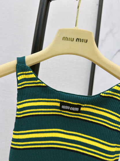 Striped Knit Backless Tank Top