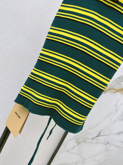 Striped Knit Backless Tank Top