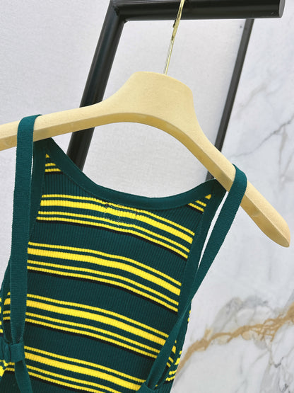 Striped Knit Backless Tank Top
