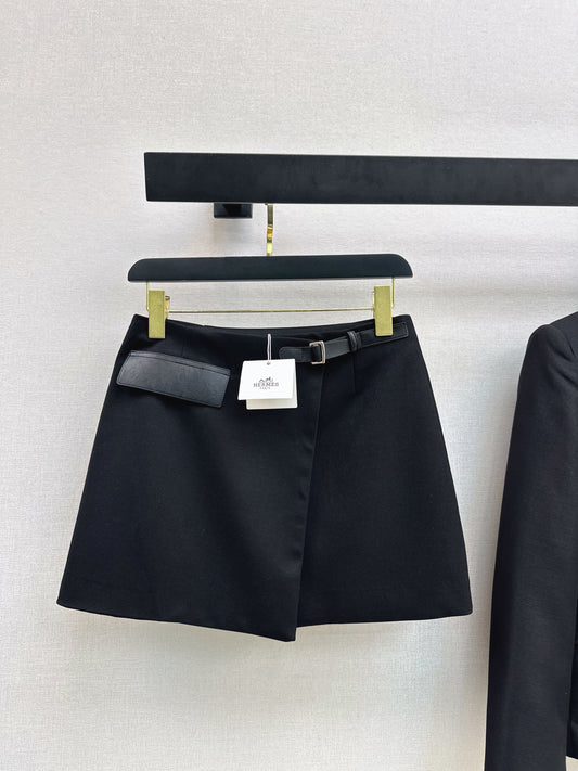 Leather-loop embellished midi skirt