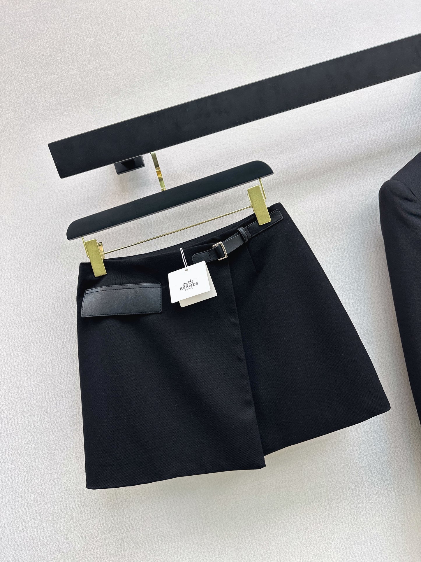 Leather-loop embellished midi skirt