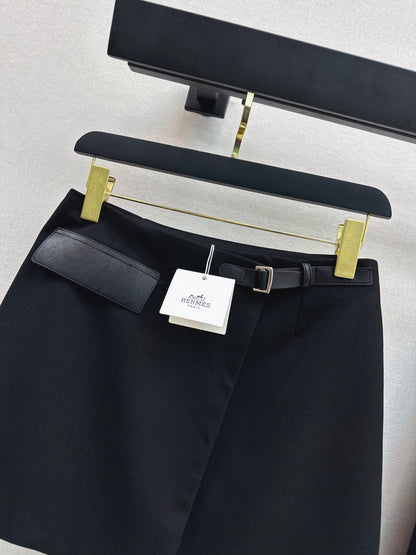 Leather-loop embellished midi skirt
