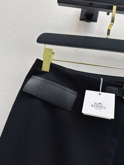 Leather-loop embellished midi skirt