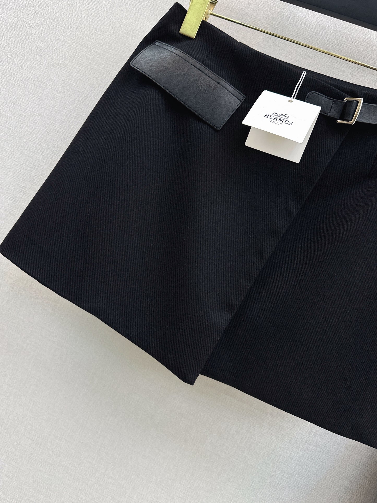 Leather-loop embellished midi skirt