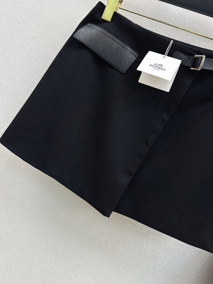 Leather-loop embellished midi skirt