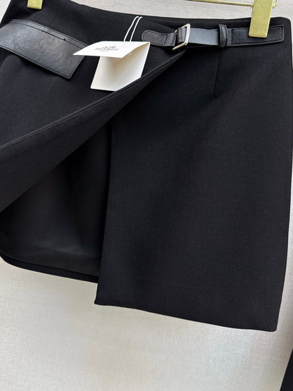 Leather-loop embellished midi skirt