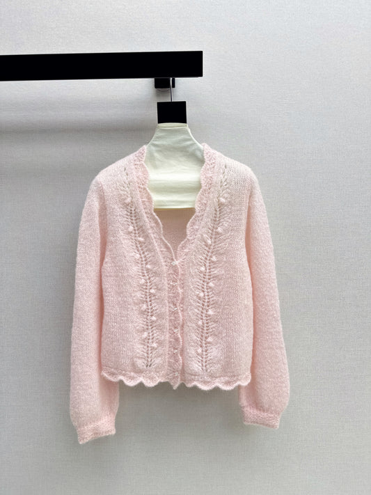 Floral-trimmed cardigan