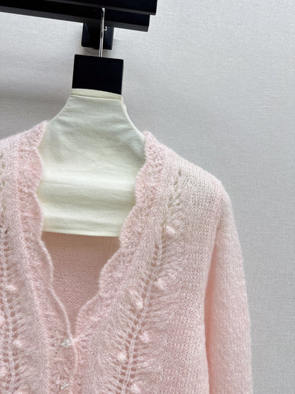 Floral-trimmed cardigan