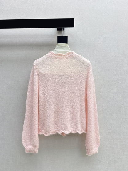 Floral-trimmed cardigan