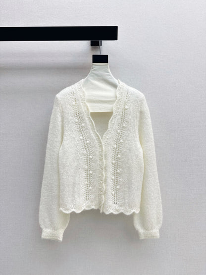 Floral-trimmed cardigan