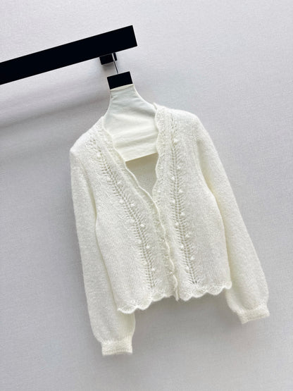 Floral-trimmed cardigan