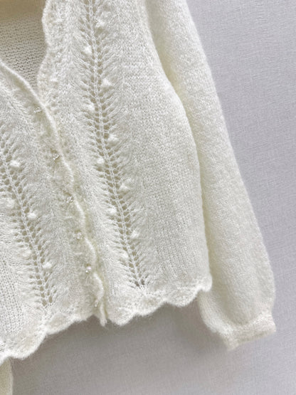 Floral-trimmed cardigan