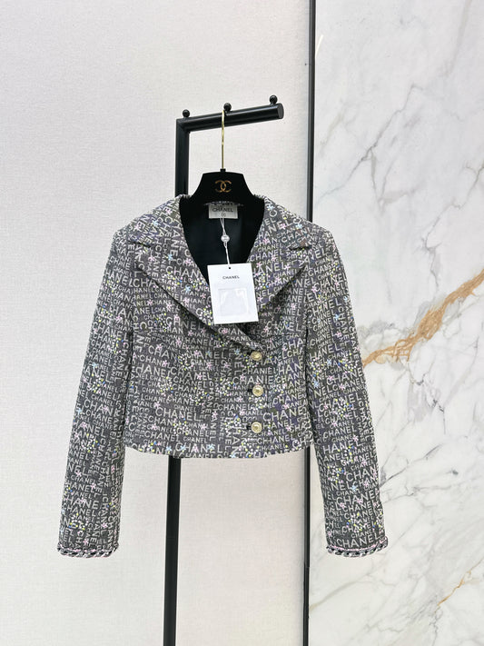 Gold-stamped denim jacket