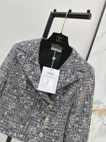 Gold-stamped denim jacket