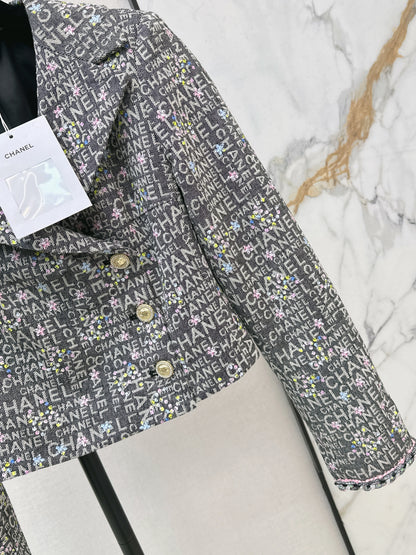 Gold-stamped denim jacket