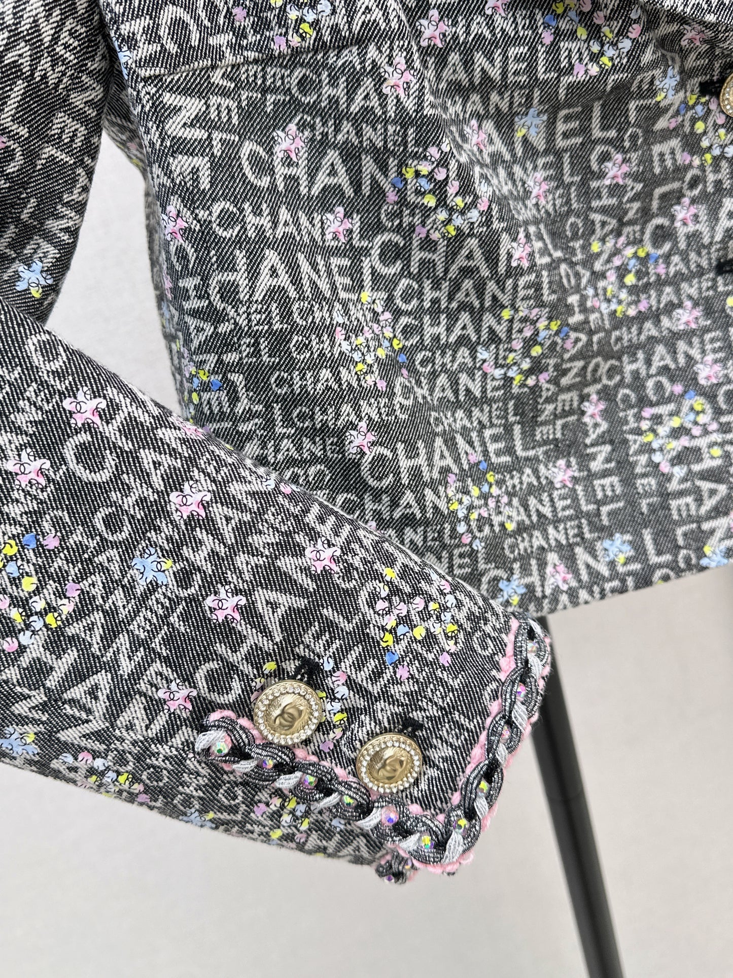 Gold-stamped denim jacket