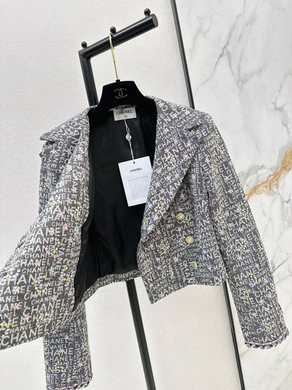 Gold-stamped denim jacket