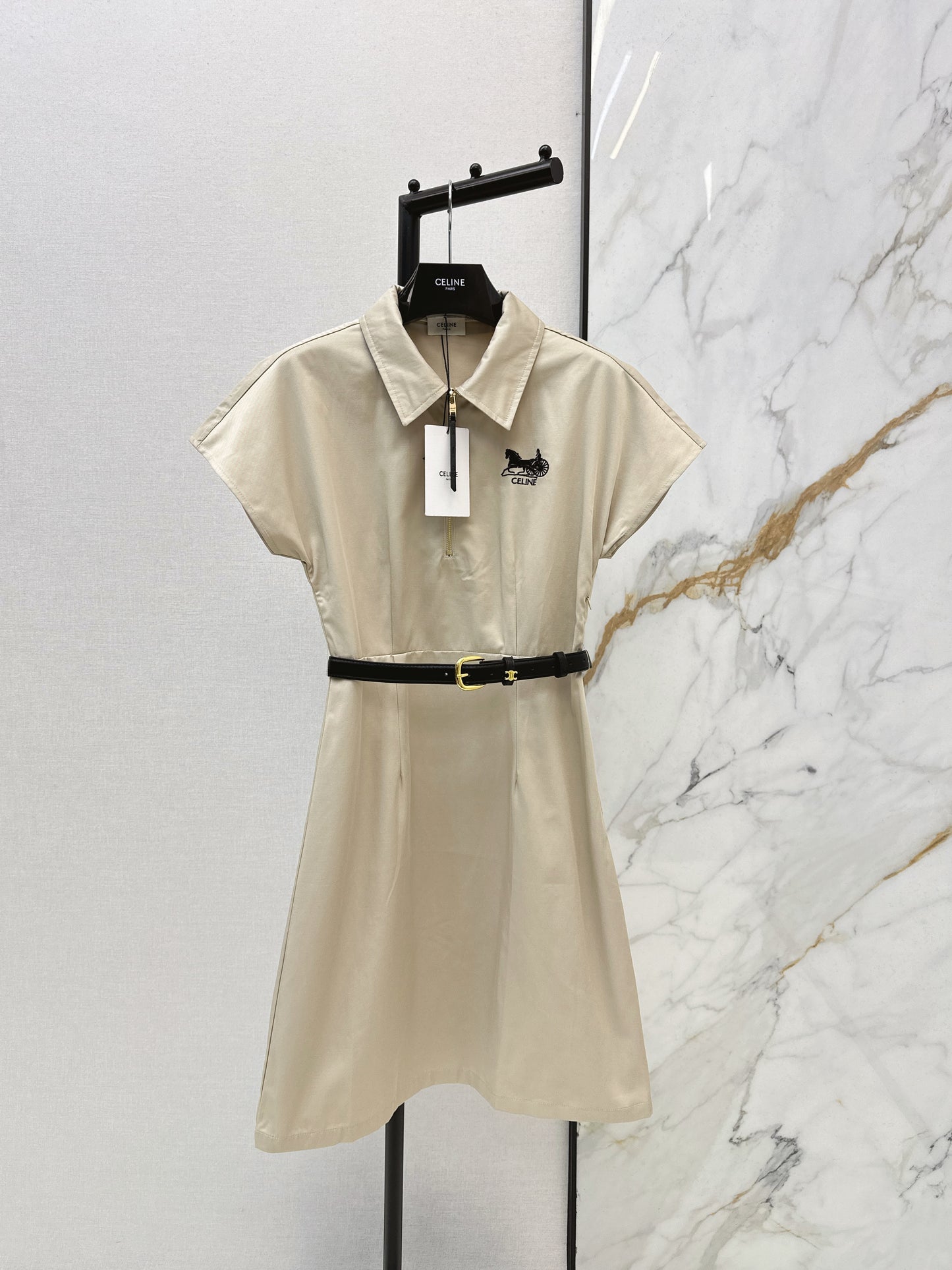 Embroidered Belt Dress