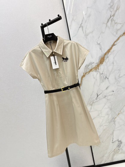Embroidered Belt Dress