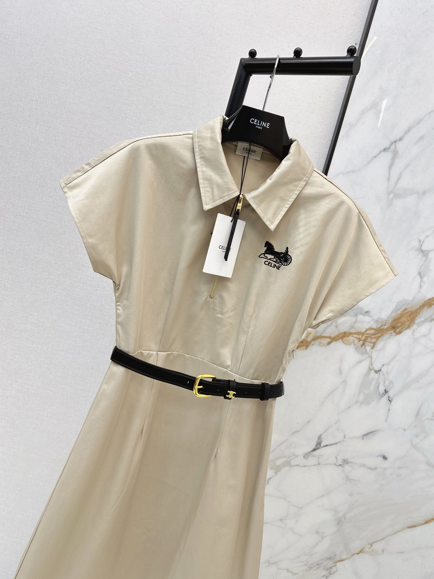 Embroidered Belt Dress