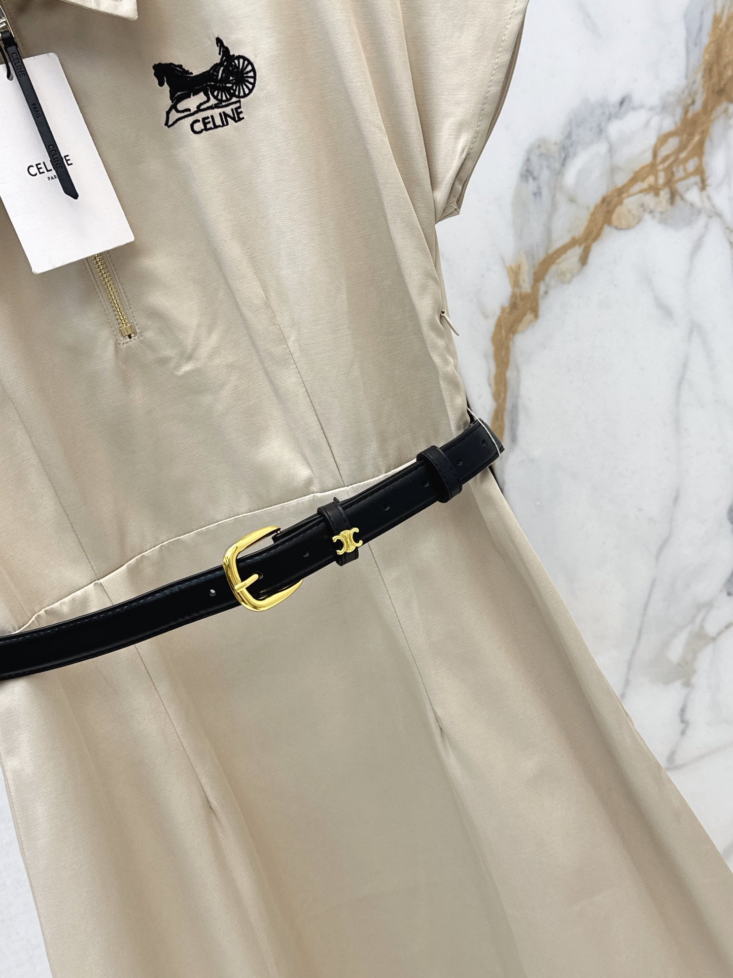 Embroidered Belt Dress