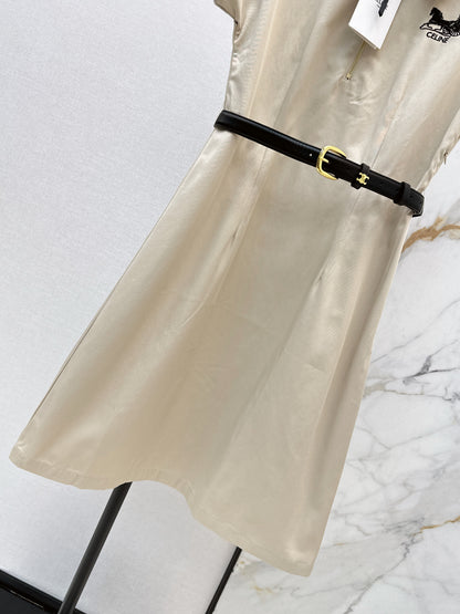 Embroidered Belt Dress