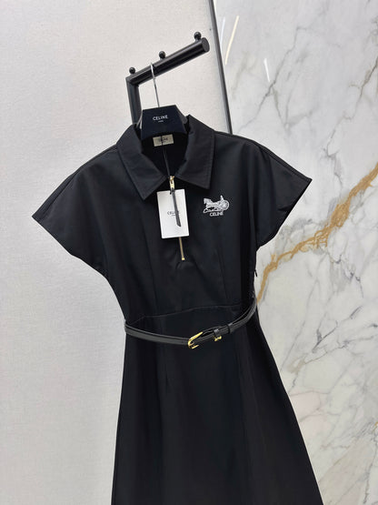 Embroidered Belt Dress