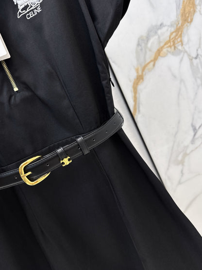 Embroidered Belt Dress