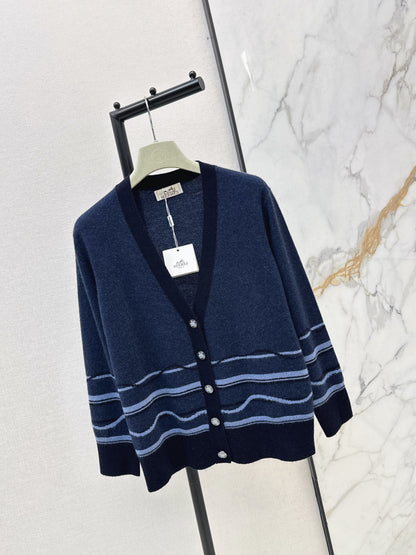 Color-blocked striped cardigan