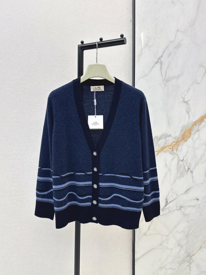 Color-blocked striped cardigan