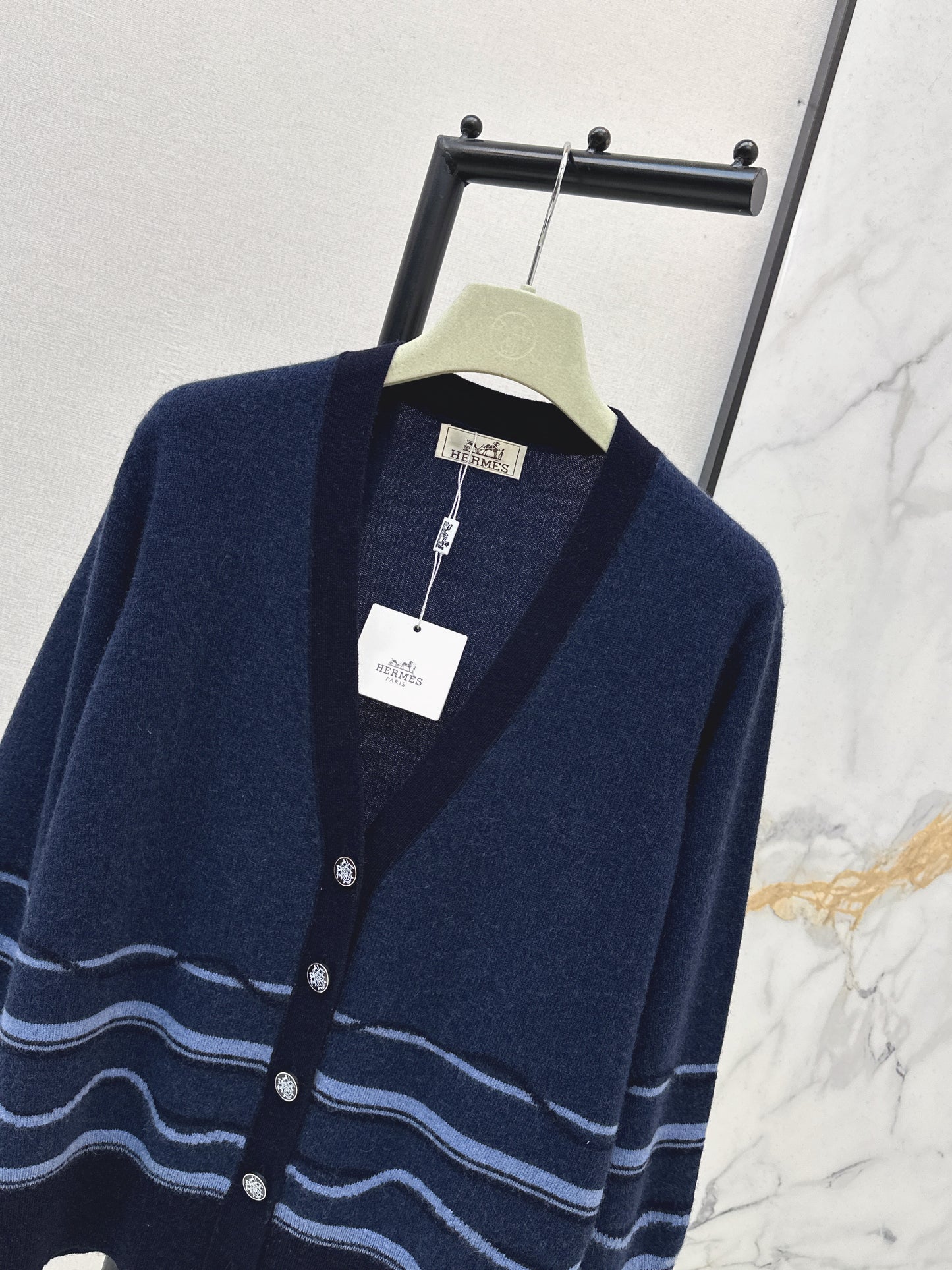 Color-blocked striped cardigan