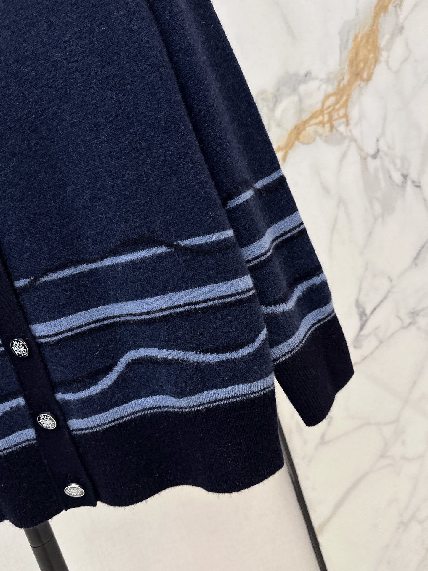 Color-blocked striped cardigan