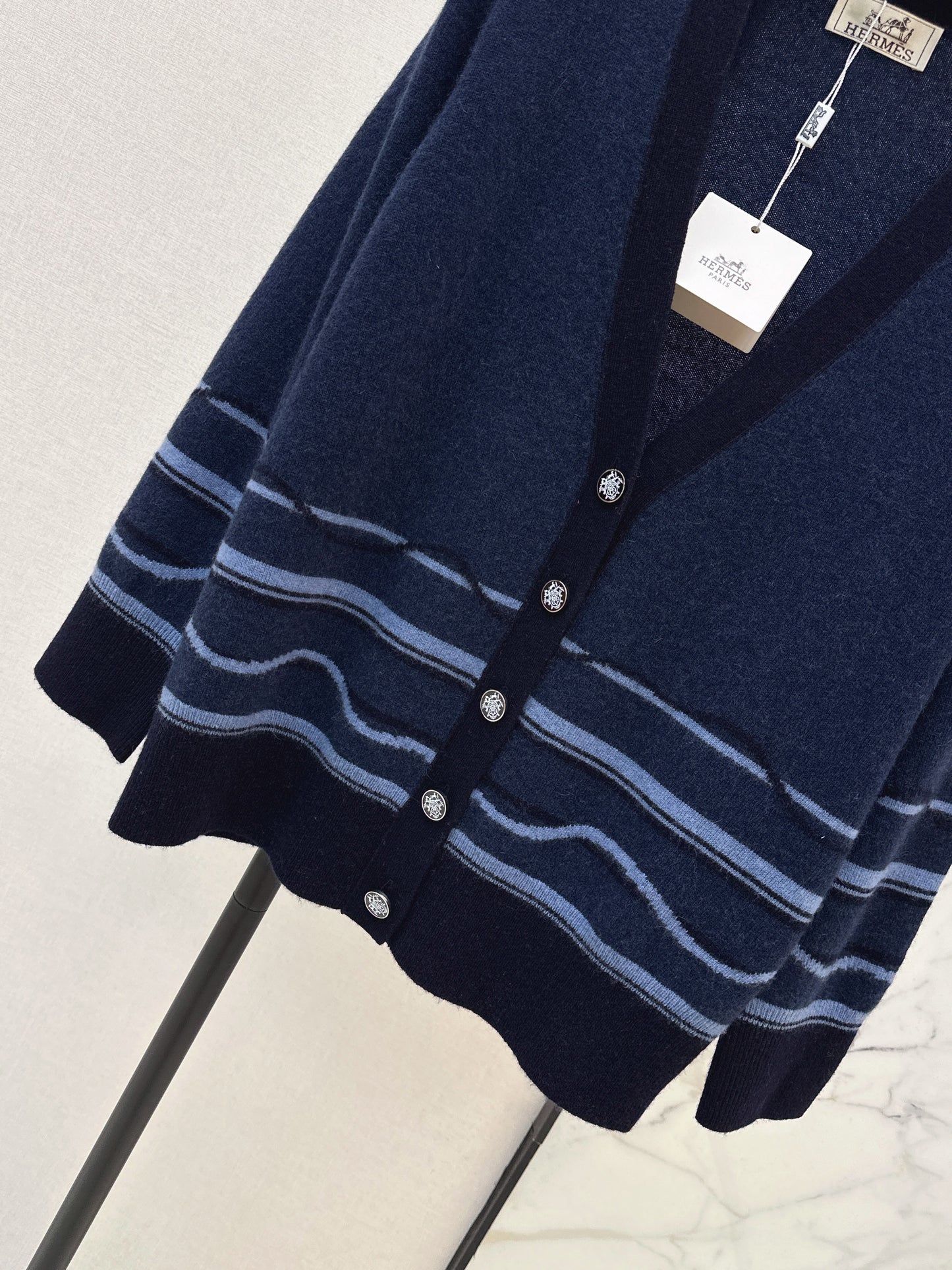 Color-blocked striped cardigan