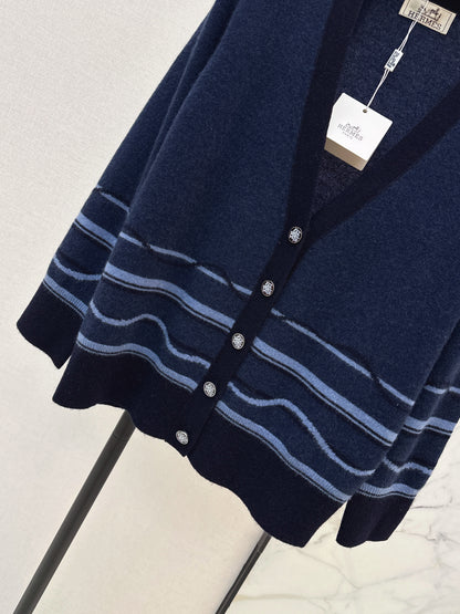 Color-blocked striped cardigan