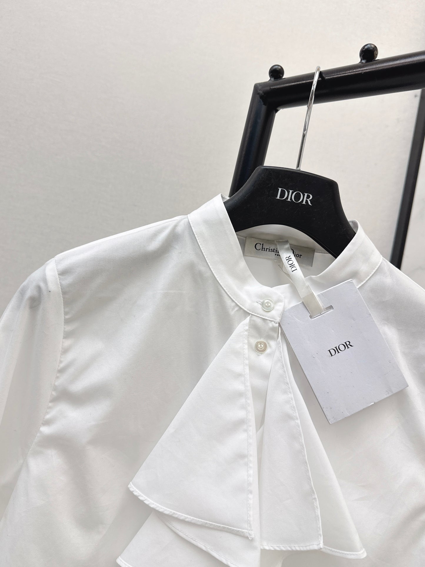 Ruffled Stand Collar Shirt