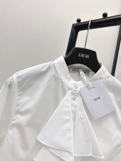Ruffled Stand Collar Shirt