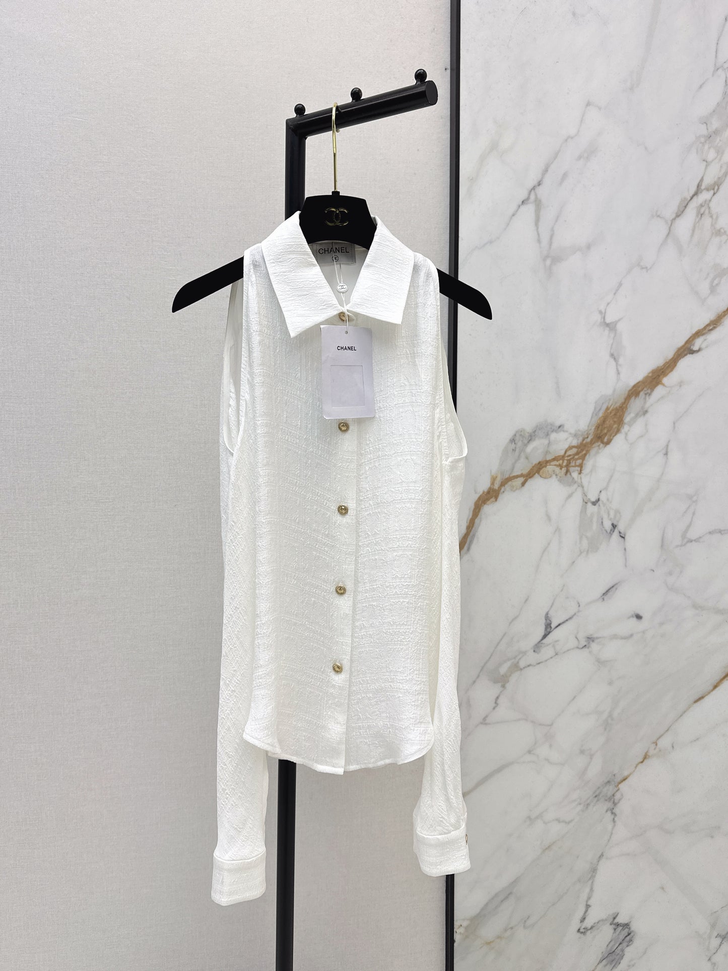 Off-the-shoulder silk blouse