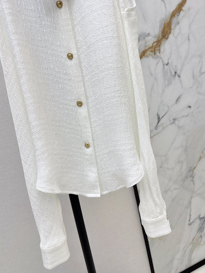 Off-the-shoulder silk blouse